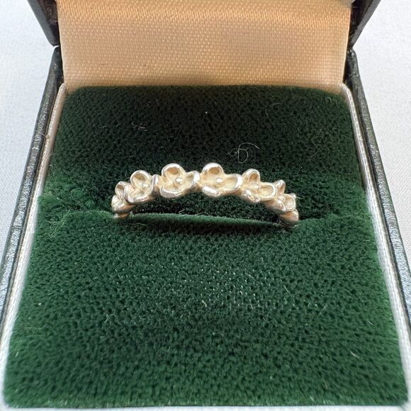 Pandora Jewelry - FLORAL ELEGANCE Authentic PANDORA St Silver STACKABLE BAND Ring Sz 7.5 925